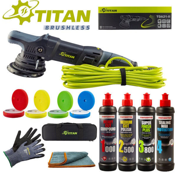 Titan TDA21II Exzenter Poliermaschine im Menzerna Autopolitur Sealing Set