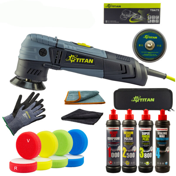 TDA75 Luxus Set – Exzenter Poliermaschine mit Menzerna Politur