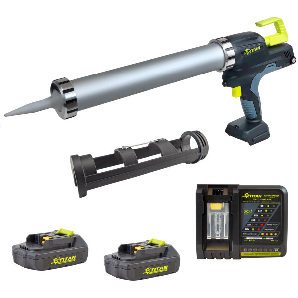 Titan battery cartridge press and tube press incl. 2x battery and fast charger